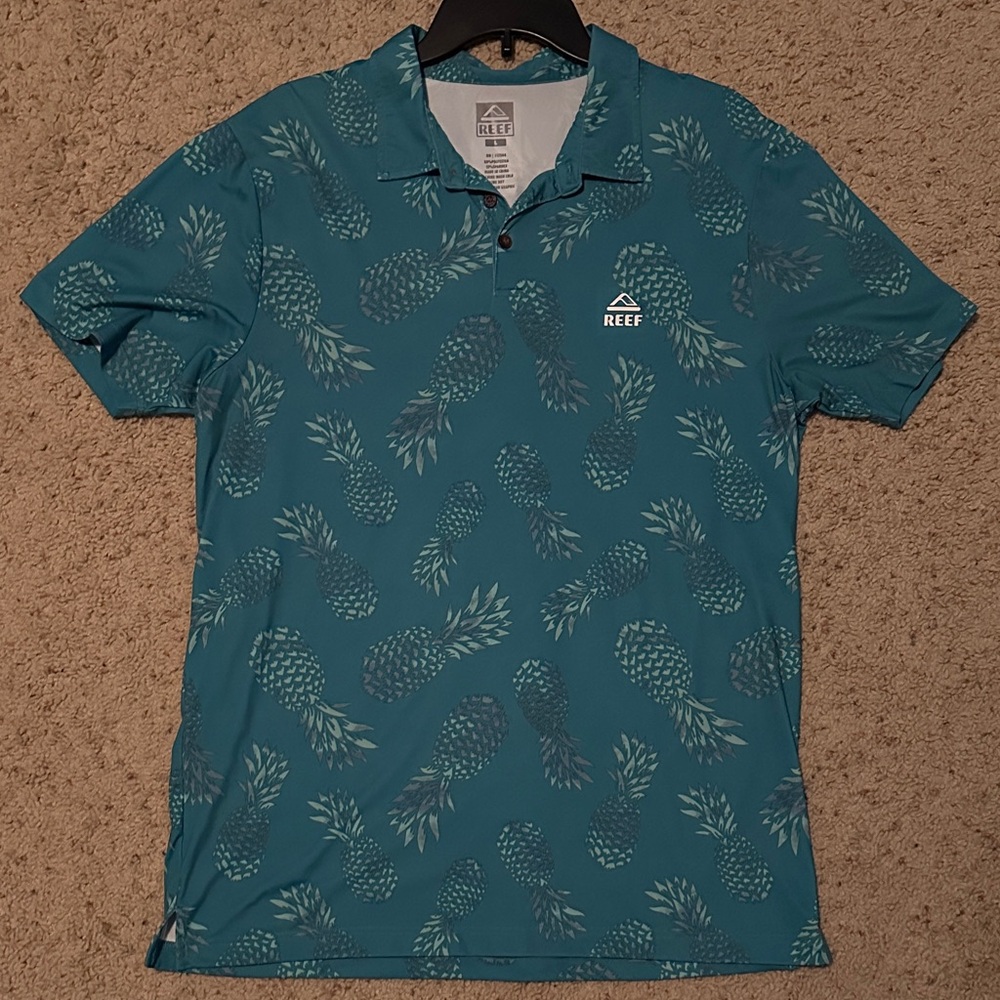 Reef Teal Pineapple Pattern Performance Polo - image 1